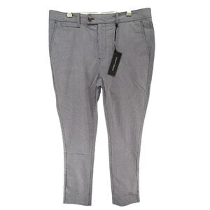 Nifty Genius Chino Pants Mens 34 Blue‎ White Gingham Preppy Trousers Lightweight